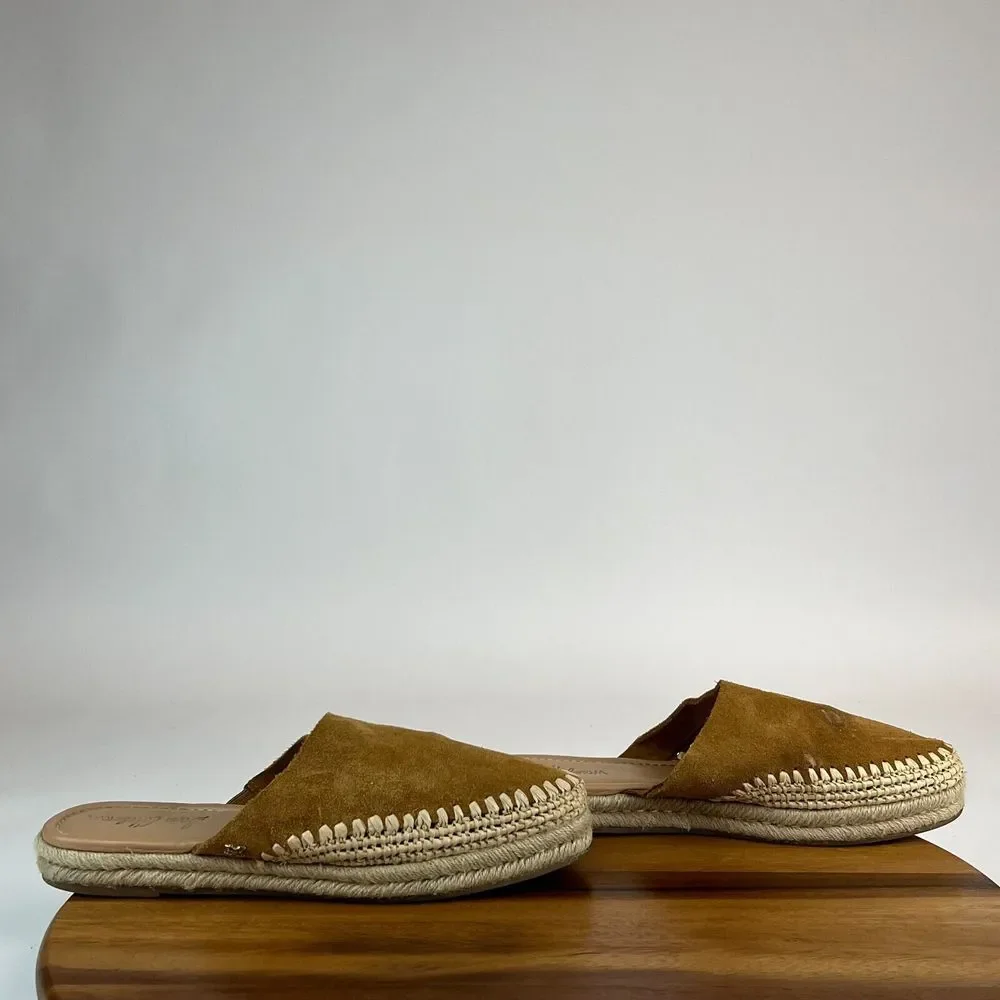 Womens Sam Edelman Austin Brown‎ Suede Espadrille Mules Shoes Size 9 M GUC